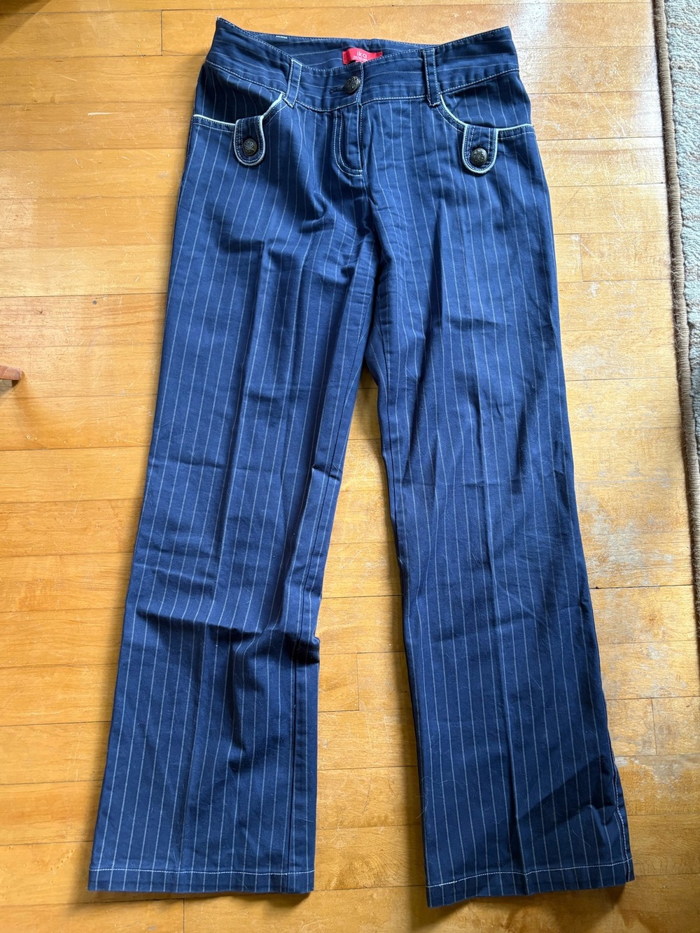 Euro Pinstripe Wide Leg Jeans
